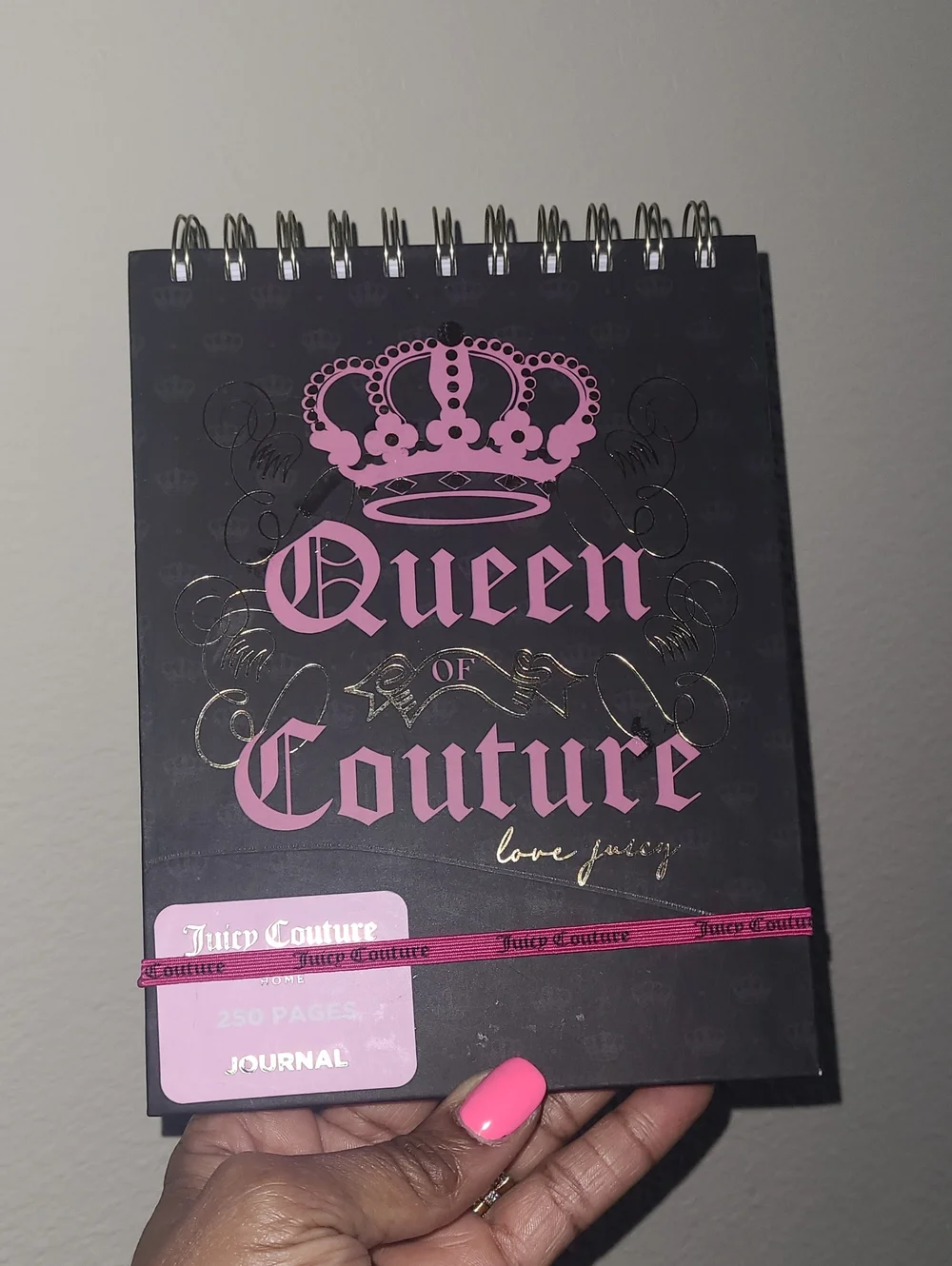 Juicy Couture Black & Pink 'Queen of Couture' Spiral Notebook